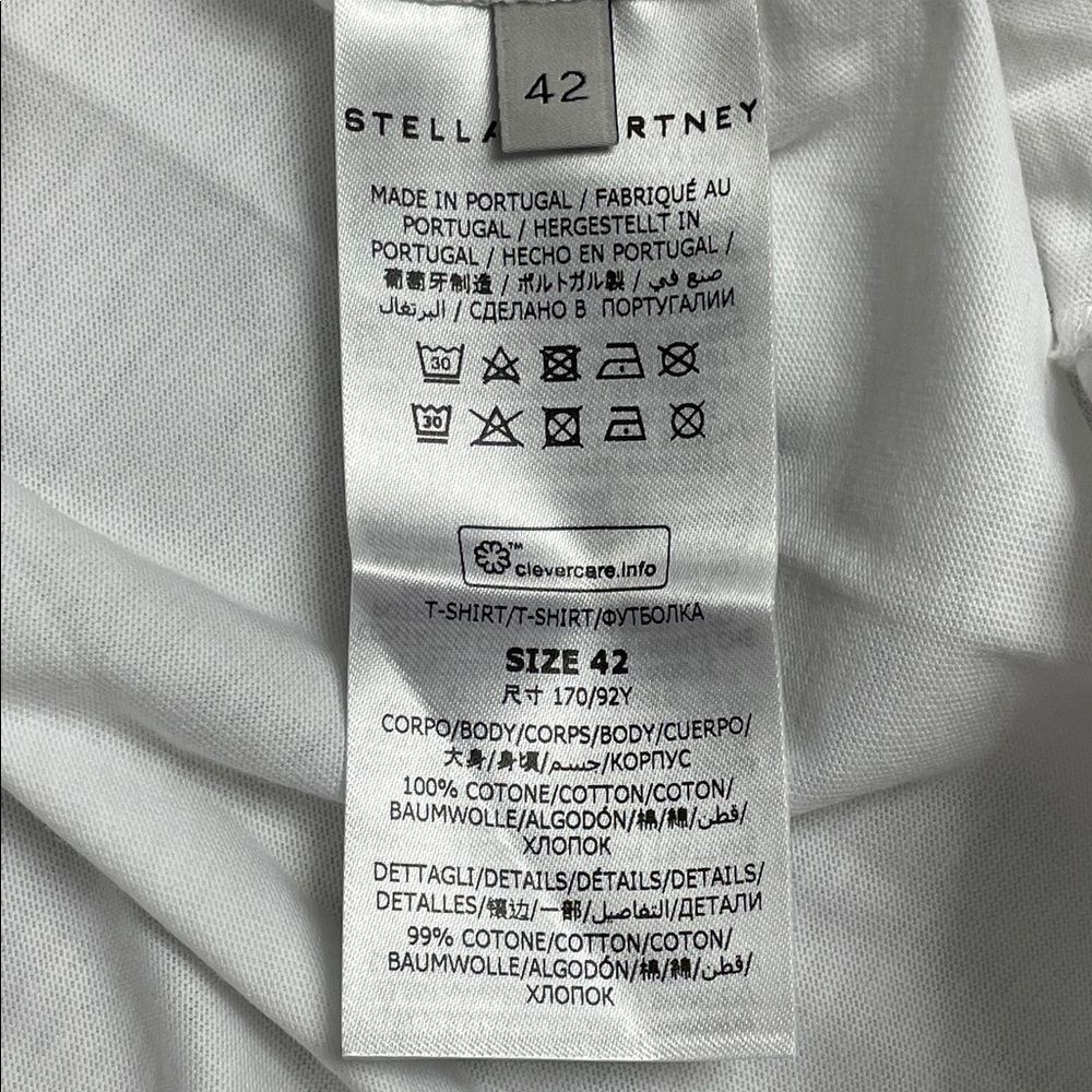 NWT Stella McCartney Collage Tassel Fringe White Logo Tee T Shirt Sz 42 - Picture 10 of 14
